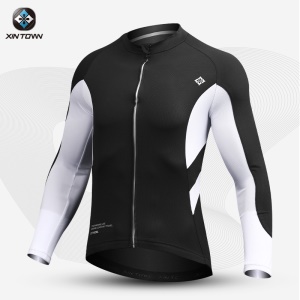 Maillot à manches longues pour vélo de route de couleur unie, respirant et à séchage rapide