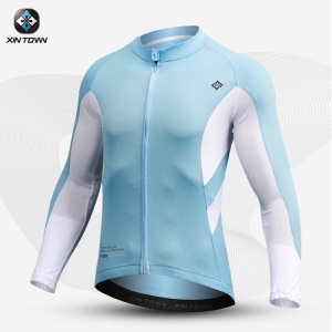 Maillot à manches longues pour vélo de route de couleur unie, respirant et à séchage rapide