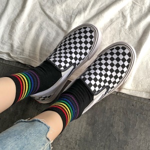 Chaussures  à carreaux noirs et blancs, Chaussures Slip-On,