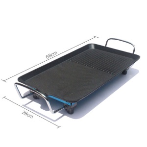 Four électrique domestique 110V avec gril à viande sans fumée, plaque de cuisson électrique, plaque de fer BBQ marmite à viande grande, moyenne et petite