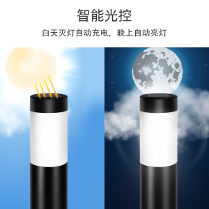 Lumière cylindrique solaire  en acier inoxydable  inserable au sol