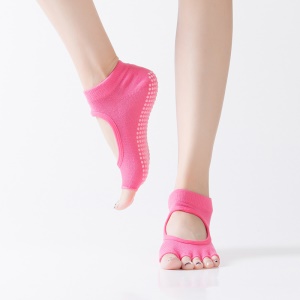 Chaussettes de yoga Dos ouvert et orteil ouvert Caoutchouc à points antidérapants