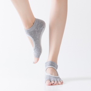 Chaussettes de yoga Dos ouvert et orteil ouvert Caoutchouc à points antidérapants