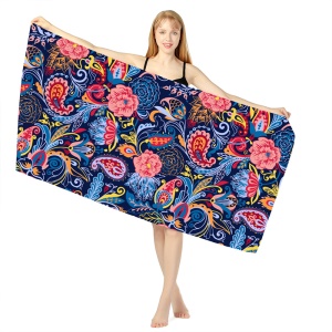 Serviette de plage en velours double face Serviette de bain à séchage rapide