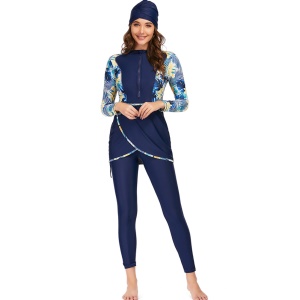 Maillot de bain pour femme musulmane 3 pièces à protection solaire
