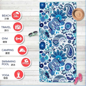 Serviette de plage en velours double face Serviette de bain à séchage rapide