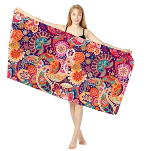 Serviette de plage en velours double face Serviette de bain à séchage rapide