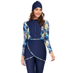 Maillot de bain pour femme musulmane 3 pièces à protection solaire