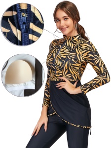 Maillot de bain pour femme musulmane 3 pièces à protection solaire