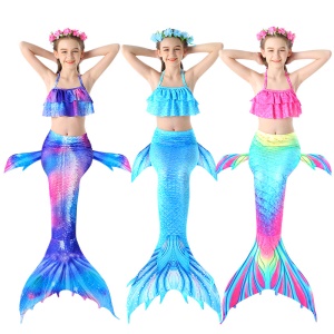 Maillot de bain trois pièces sirène pour enfants bikini pour fille