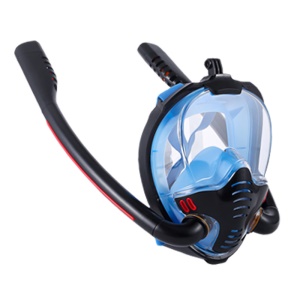 Masque de plongée en apnée à double tube en silicone plein visage