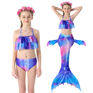 Maillot de bain trois pièces sirène pour enfants bikini pour fille