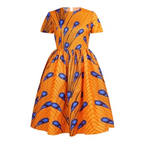 Robe africaine à manches courtes imprimée pour femme tissu wax