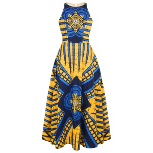 Robe africaine sans manches pour femme avec impression numérique   tissu Wax