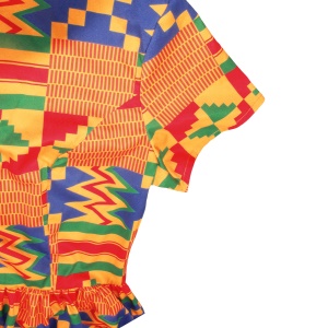 Robe africaine à manches courtes imprimée pour femme tissu wax