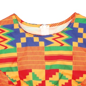 Robe africaine à manches courtes imprimée pour femme tissu wax