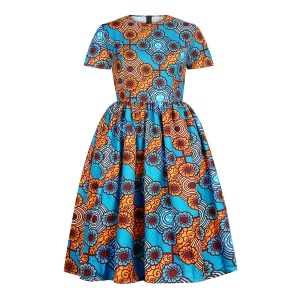 Robe africaine à manches courtes imprimée pour femme tissu wax