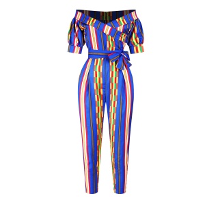 Combinaison africaine musulmane  femme imprimé lanterne manches