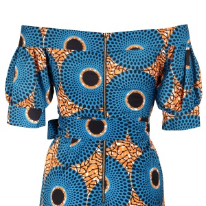 Combinaison africaine musulmane  femme imprimé lanterne manches