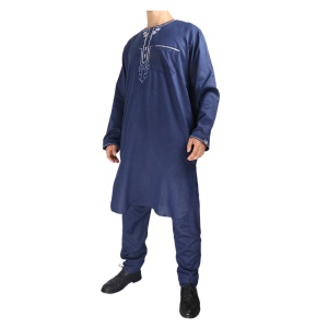 Coton et lin brodés en deux pièces pour costumes islamiques