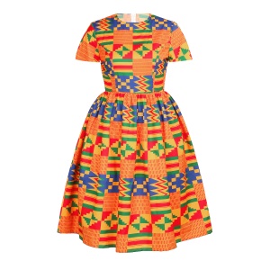 Robe africaine à manches courtes imprimée pour femme tissu wax