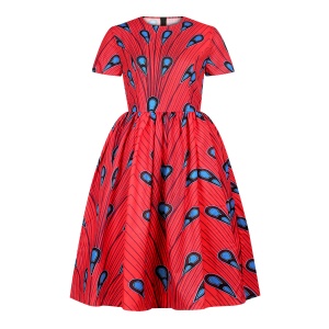 Robe africaine à manches courtes imprimée pour femme tissu wax
