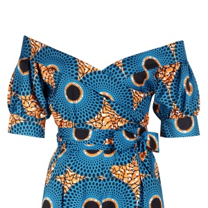 Combinaison africaine musulmane  femme imprimé lanterne manches