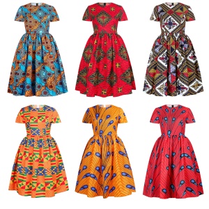 Robe africaine à manches courtes imprimée pour femme tissu wax