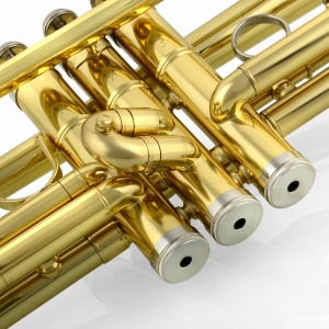 Instrument à vent trompette en or laqué