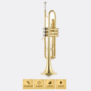 Instrument à vent trompette en or laqué
