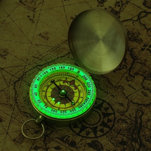 Boussole en cuivre pur, lumière lumineuse multifonctionnelle en métal