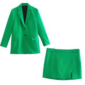 Ensemble costume professionnel pour femmes (Veste + mini jupe) avec  fente sur le côté