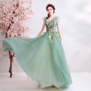 TIANSHIJIAYI Robe de soirée en organza vert