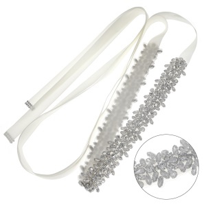 XY ceinture de mariée avec strass cousu à la main ruban de satin
