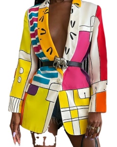 Veste de costume boutonnée  avec ceinture pour femme
