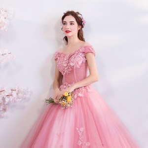 TIANSHIJIAYI robe de soirée rose tridimensionnelle