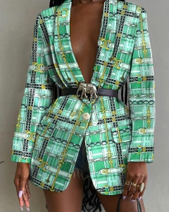 Veste de costume boutonnée  avec ceinture pour femme