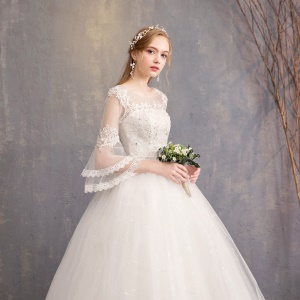 Fashion Aesthetic Robe de mariée à manches semi longues