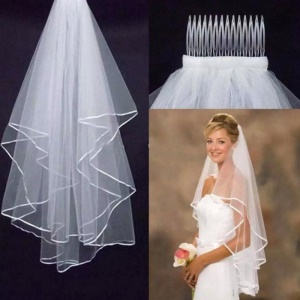 JQ-008 Voile de mariée double couche