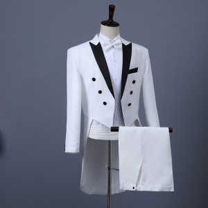 Ensemble smoking pour hommes en coton double rangée avec trois boutons costume