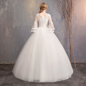 Fashion Aesthetic Robe de mariée à manches semi longues