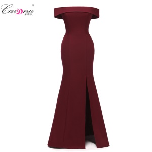 CAIDIENU Robe de soirée en satin d'épaule