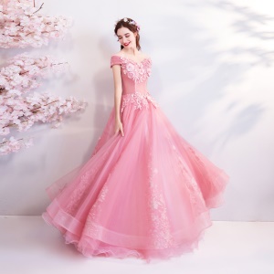 TIANSHIJIAYI robe de soirée rose tridimensionnelle