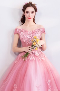 TIANSHIJIAYI robe de soirée rose tridimensionnelle