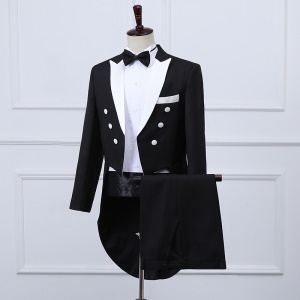 Ensemble smoking pour hommes en coton double rangée avec trois boutons costume