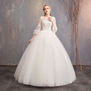 Fashion Aesthetic Robe de mariée à manches semi longues
