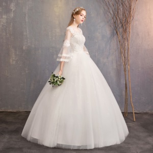 Fashion Aesthetic Robe de mariée à manches semi longues