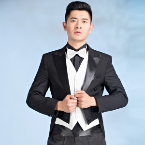 Ensemble smoking pour hommes une seule rangée avec une boucle imitation laine costume