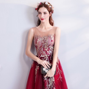 TIANSHIJIAYI Robe de soirée en filet rouge