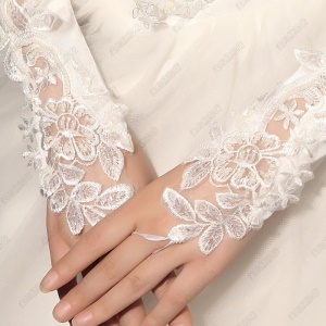 XY gants de mariage en dentelle brodée